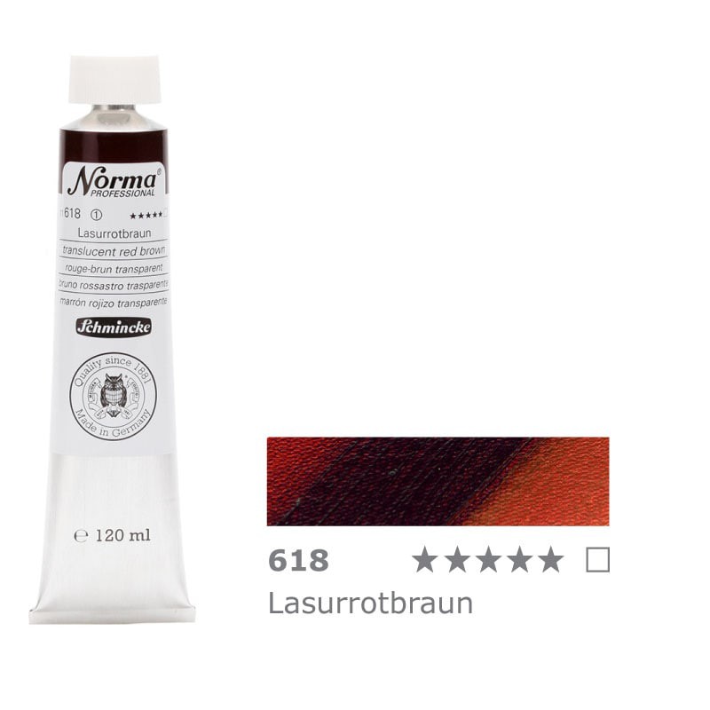 Farba olejna Schmincke Norma Professional 120 ml nr 618 Transparent Red Brown- gart.pl